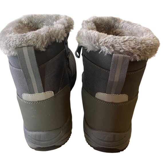 Silent Care Gray Ankle Boots Faux Fur Lining Anti Slip Lightweight Size 10 - Picture 5 of 9